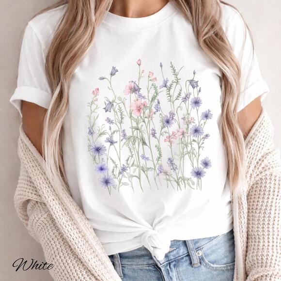 Other - Wildflower Shirt, Floral Shirt, Flower T-Shirt, Cottagecore Floral Tee